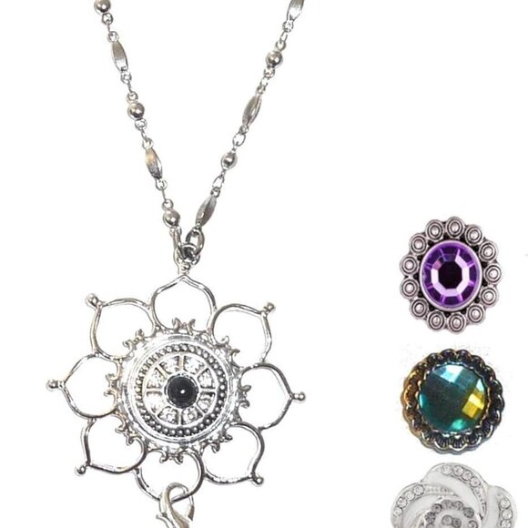 Interchangeable Snap Button Lanyard Women's Stainlesss Steel Chain ID Badge hold - Picture 1 of 6